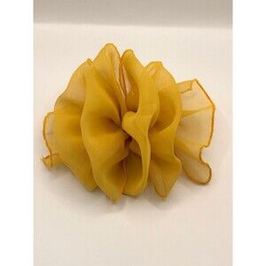 Vintage 80s 90s Big Silky Look Hair Bow Barrette Clip Ribbon Yellow 6"
